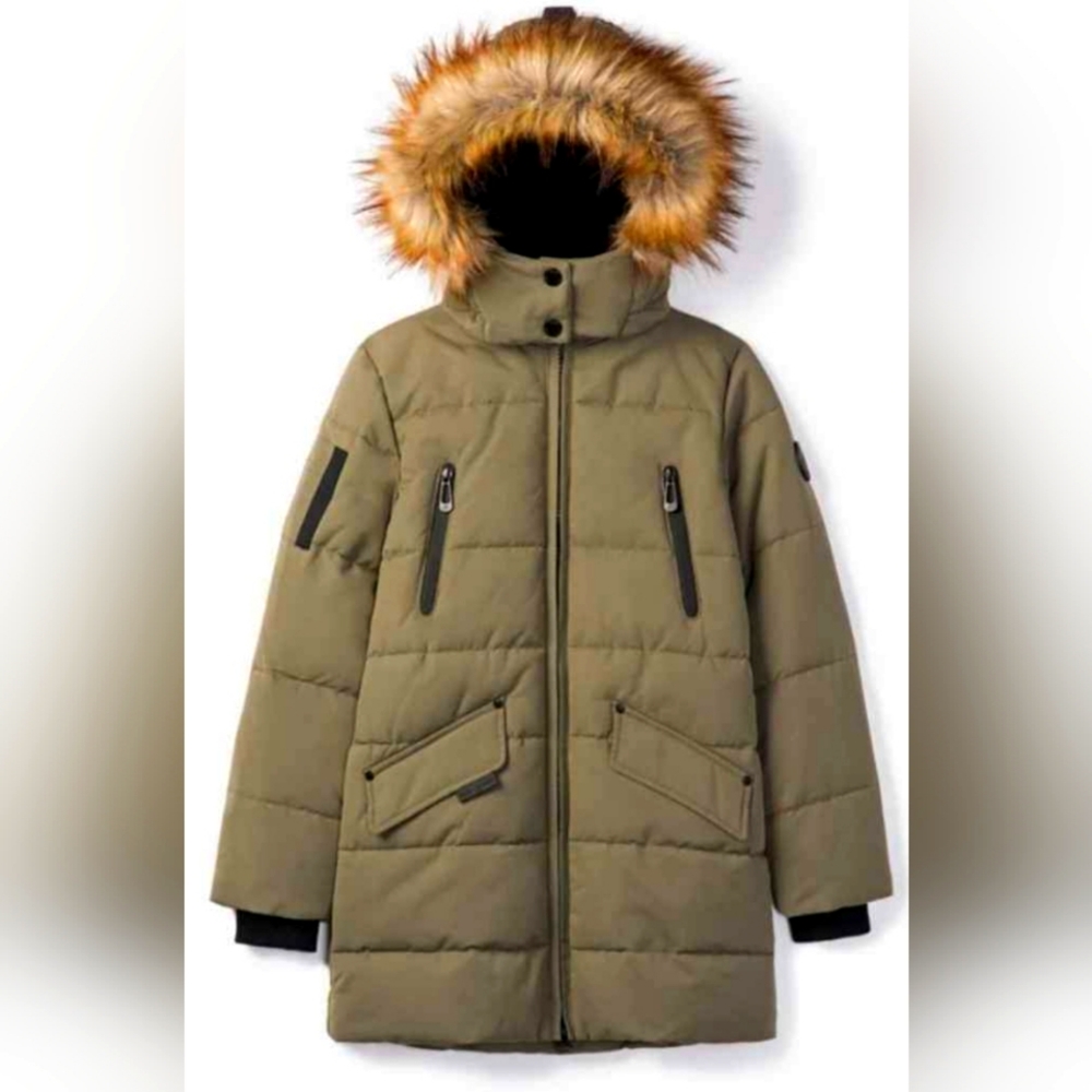Kids Olive Green Parka Coat